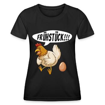 Huhn Ei Frühstück Fun - Frauen Funktions-T-Shirt - Schwarz - Vorne - AI Model Female 172 light (172cm)