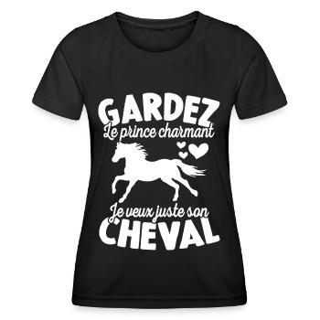 Gardez Le Prince Charmant Je Veux Juste Son Cheval - T-shirt sport Femme - noir - Devant - AI Model Female 172 light (172cm)