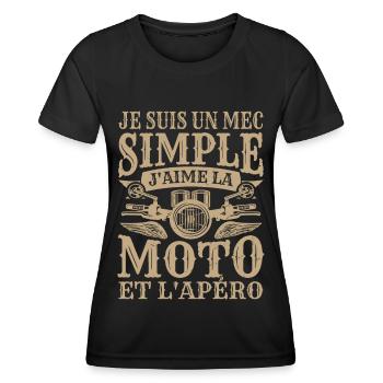 Je Suis Un Mec Simple J'aime La Moto Et L'apéro - T-shirt sport Femme - noir - Devant - AI Model Female 172 light (172cm)