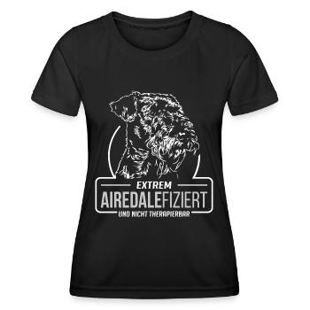 AIREDALEFIZIERT Airedale Terrier Hunde Wilsigns - Frauen Funktions-T-Shirt - Schwarz - Vorne - AI Model Female 172 light (172cm)