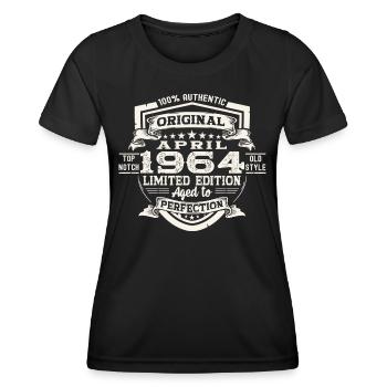59 Birthday Man Original April Born 1964 - Women's Functional T-Shirt - black - Front - AI Model Female 172 light (172cm)