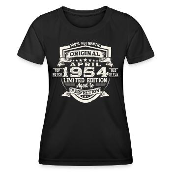 69 Birthday Man Original April Né en 1954 - T-shirt sport Femme - noir - Devant - AI Model Female 172 light (172cm)