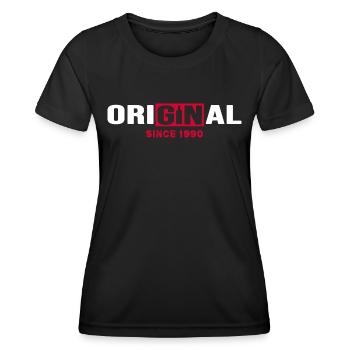 1990 Anniversaire Original Gin - T-shirt sport Femme - noir - Devant - AI Model Female 172 light (172cm)