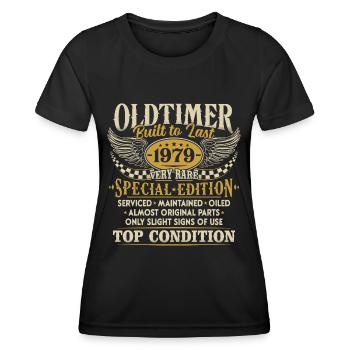 Oldtimer 1979 Jahrgang geboren Geburtstag Geschenk - Frauen Funktions-T-Shirt - Schwarz - Vorne - AI Model Female 172 light (172cm)
