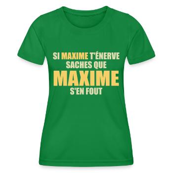 If Maxime annoys you, know that Maxime doesn't give a damn - Women's Functional T-Shirt - kelly green - Front - AI Model Female 172 dark (172cm)