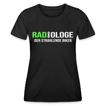 Fahrradkette Rennrad "Radiologe fährt Fahrrad" - Frauen Funktions-T-Shirt - Schwarz - Vorne - AI Model Female 172 light (172cm)