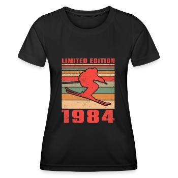 Cross-country skiing Skier's birthday 1984 - Women's Functional T-Shirt - black - Front - AI Model Female 172 light (172cm)