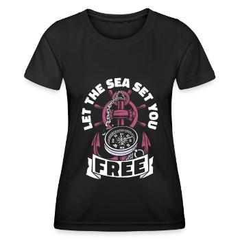 Seglen Segelboot Segler - Frauen Funktions-T-Shirt - Schwarz - Vorne - AI Model Female 172 light (172cm)