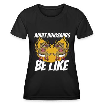 Dinosaure Dinosaure adulte - T-shirt sport Femme - noir - Devant - AI Model Female 172 light (172cm)