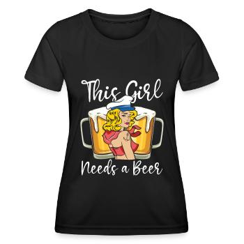 Voile Sailor Sailboat Bière - T-shirt sport Femme - noir - Devant - AI Model Female 172 light (172cm)
