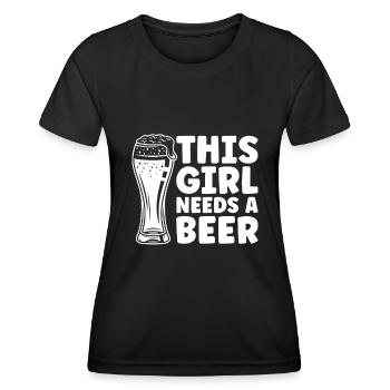 Voile Sailor Sailboat Bière - T-shirt sport Femme - noir - Devant - AI Model Female 172 light (172cm)