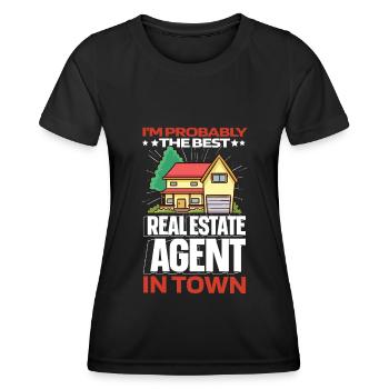 Agent immobilier Witzig - T-shirt sport Femme - noir - Devant - AI Model Female 172 light (172cm)