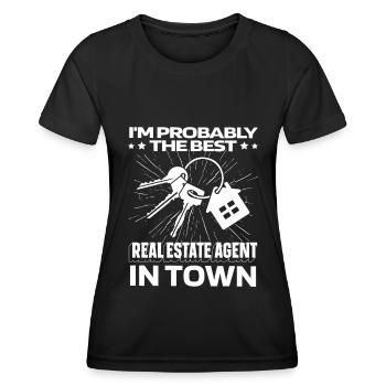 Clé d’agent immobilier - T-shirt sport Femme - noir - Devant - AI Model Female 172 light (172cm)