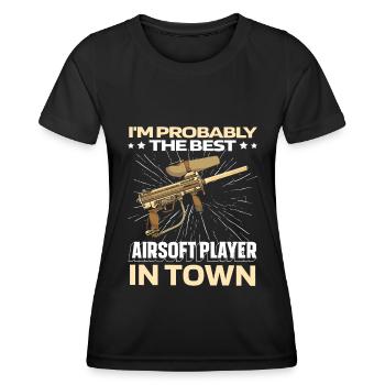 Airsoft drôle - T-shirt sport Femme - noir - Devant - AI Model Female 172 light (172cm)