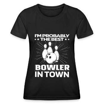 Bowling Bowlen Bowler Lustig - Frauen Funktions-T-Shirt - Schwarz - Vorne - AI Model Female 172 light (172cm)