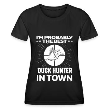 Ente Jagd Entenjagd Witzig - Frauen Funktions-T-Shirt - Schwarz - Vorne - AI Model Female 172 light (172cm)