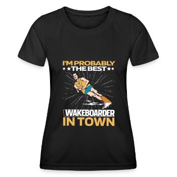 Wakeboard Wakeboarder Witzig - Frauen Funktions-T-Shirt - Schwarz - Vorne - AI Model Female 172 light (172cm)