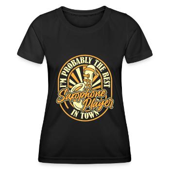 Saxophone Saxophone Drôle - T-shirt sport Femme - noir - Devant - AI Model Female 172 light (172cm)