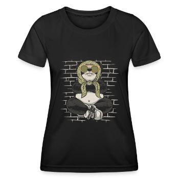 Großer Panda Pandabär Sonnenbrillenschal - Frauen Funktions-T-Shirt - Schwarz - Vorne - AI Model Female 172 light (172cm)