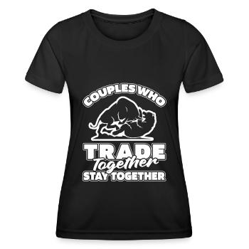 Paire Day Trading Day Trader - T-shirt sport Femme - noir - Devant - AI Model Female 172 light (172cm)