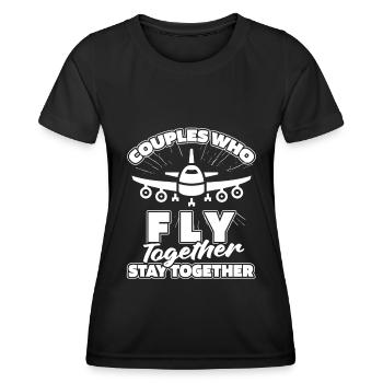 Flugbegleiter Stewardess Paar - Frauen Funktions-T-Shirt - Schwarz - Vorne - AI Model Female 172 light (172cm)