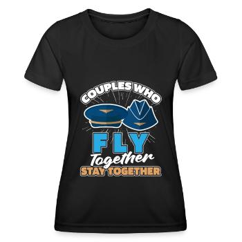 Flugbegleiter Stewardess Paar - Frauen Funktions-T-Shirt - Schwarz - Vorne - AI Model Female 172 light (172cm)