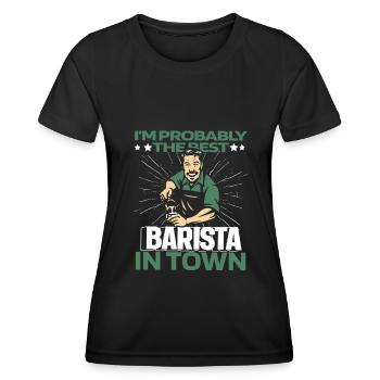 Barista Coffee Funny - Women's Functional T-Shirt - black - Front - AI Model Female 172 light (172cm)