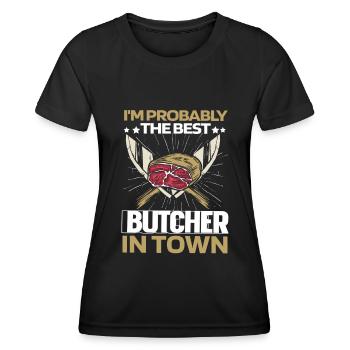 Fleischer Metzger Schlachter Messer - Frauen Funktions-T-Shirt - Schwarz - Vorne - AI Model Female 172 light (172cm)