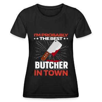 Fleischer Metzger Schlachter - Frauen Funktions-T-Shirt - Schwarz - Vorne - AI Model Female 172 light (172cm)