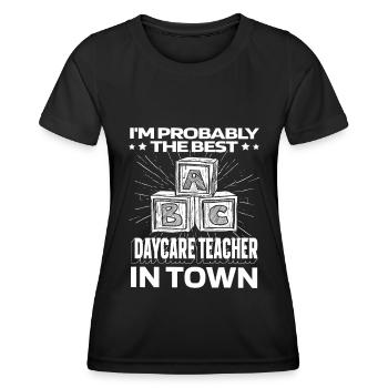 Enseignante maternelle Assistante maternelle Lustig - T-shirt sport Femme - noir - Devant - AI Model Female 172 light (172cm)