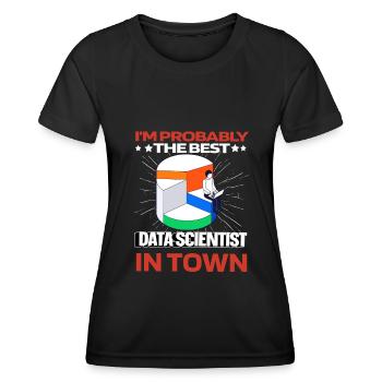 Analyste de données en science des données Lustig - T-shirt sport Femme - noir - Devant - AI Model Female 172 light (172cm)