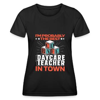 Enseignante maternelle Assistante maternelle Lustig - T-shirt sport Femme - noir - Devant - AI Model Female 172 light (172cm)