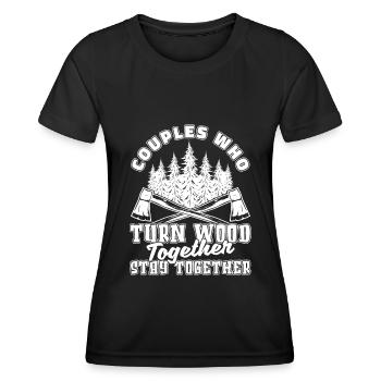 Paire de tourneurs sur bois - T-shirt sport Femme - noir - Devant - AI Model Female 172 light (172cm)