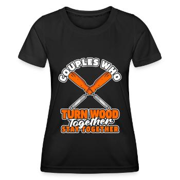 Paire de tourneurs sur bois - T-shirt sport Femme - noir - Devant - AI Model Female 172 light (172cm)
