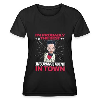 Conseiller en assurance Courtier d’assurance Lustig - T-shirt sport Femme - noir - Devant - AI Model Female 172 light (172cm)