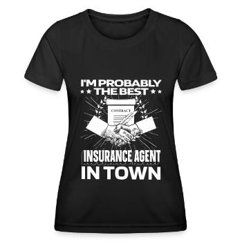 Conseiller en assurance Courtier d’assurance Lustig - T-shirt sport Femme - noir - Devant - AI Model Female 172 light (172cm)