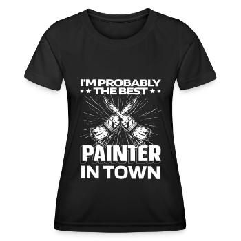 Peintre Vernissage Pinceaux - T-shirt sport Femme - noir - Devant - AI Model Female 172 light (172cm)
