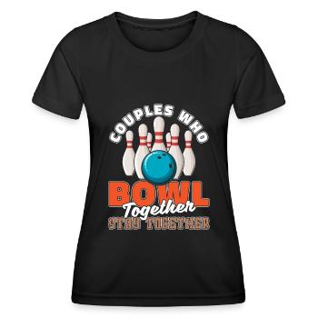 Bowling Bowlen Bowler Paar - Frauen Funktions-T-Shirt - Schwarz - Vorne - AI Model Female 172 light (172cm)