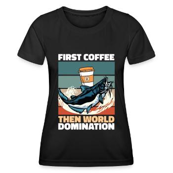 Café de poisson-chat - T-shirt sport Femme - noir - Devant - AI Model Female 172 light (172cm)