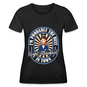Flugbegleiter Stewardess Witzig - Frauen Funktions-T-Shirt - Schwarz - Vorne - AI Model Female 172 light (172cm)