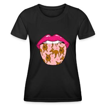 Känguru Zunge - Frauen Funktions-T-Shirt - Schwarz - Vorne - AI Model Female 172 light (172cm)