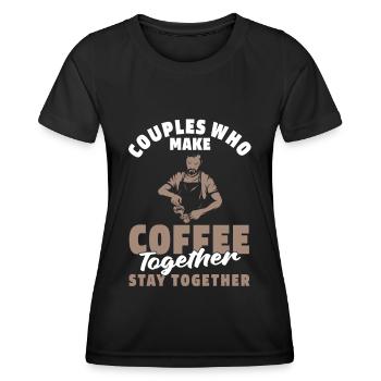 Barista Coffee Couple - Women's Functional T-Shirt - black - Front - AI Model Female 172 light (172cm)