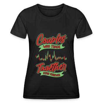 Paire Day Trading Day Trader - T-shirt sport Femme - noir - Devant - AI Model Female 172 light (172cm)