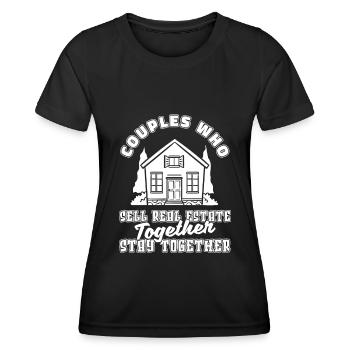 Couple d’agent immobilier - T-shirt sport Femme - noir - Devant - AI Model Female 172 light (172cm)