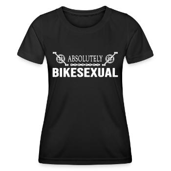 Fahrrad Bike Rennrad Fahrradkette "Bikesexual" - Frauen Funktions-T-Shirt - Schwarz - Vorne - AI Model Female 172 light (172cm)