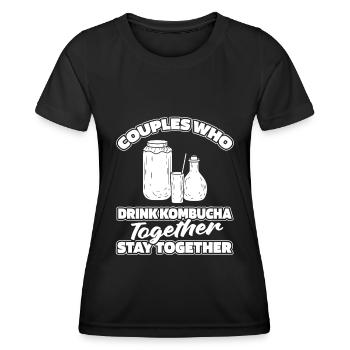 Paire de kombucha - T-shirt sport Femme - noir - Devant - AI Model Female 172 light (172cm)