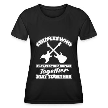 E Gitarre Elektrogitarre Paar - Frauen Funktions-T-Shirt - Schwarz - Vorne - AI Model Female 172 light (172cm)