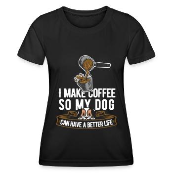 Barista Kaffee Hund - Frauen Funktions-T-Shirt - Schwarz - Vorne - AI Model Female 172 light (172cm)