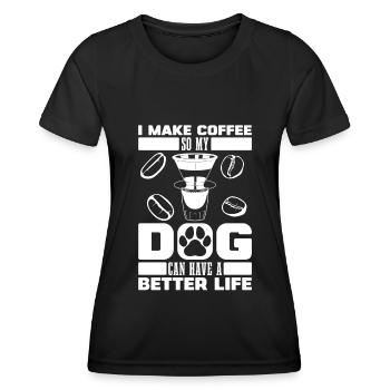 Barista Kaffee Hund - Frauen Funktions-T-Shirt - Schwarz - Vorne - AI Model Female 172 light (172cm)