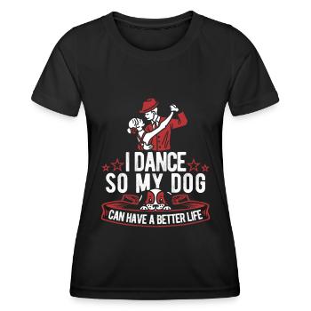 Chien professeur de danse - T-shirt sport Femme - noir - Devant - AI Model Female 172 light (172cm)